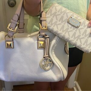 Michael Kors Cream and Gold Satchel
